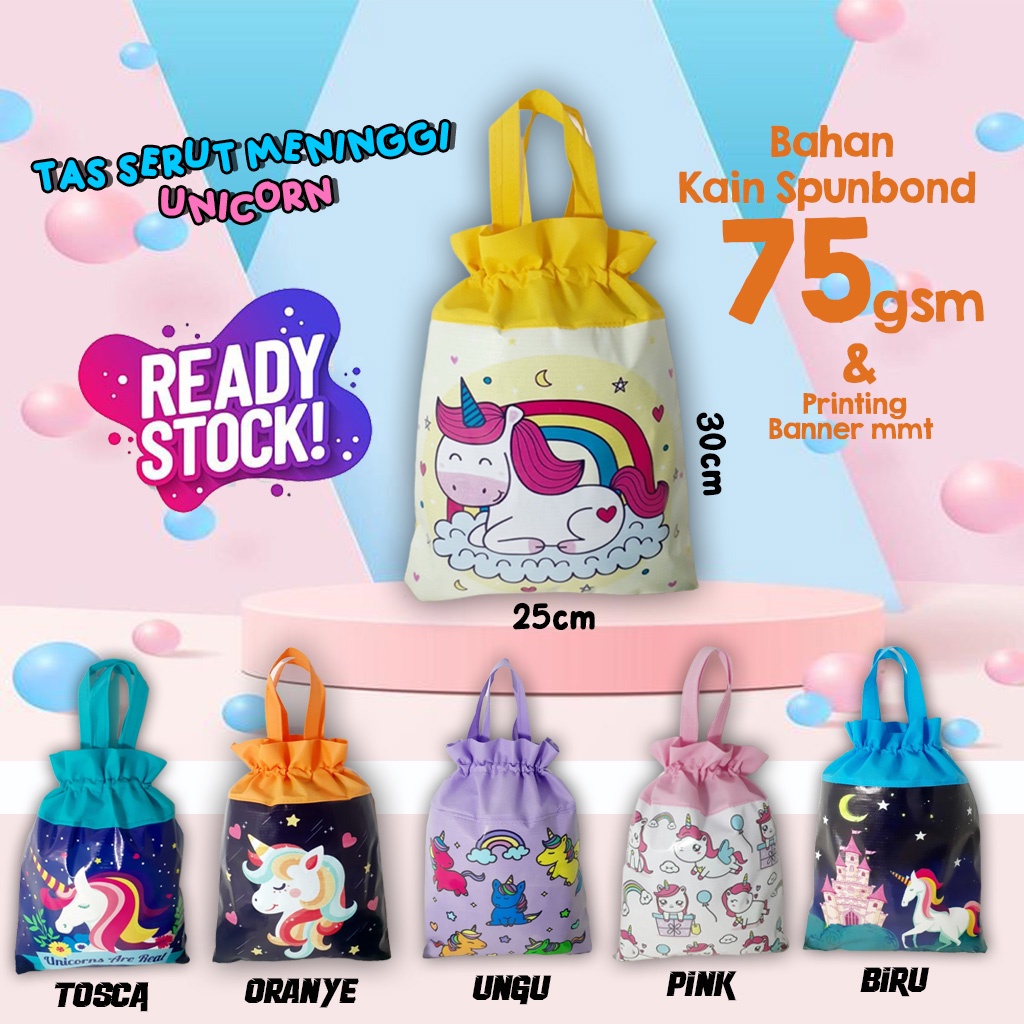 

Tas Ultah Anak Unik Serut Meninggi Unicorn Ready