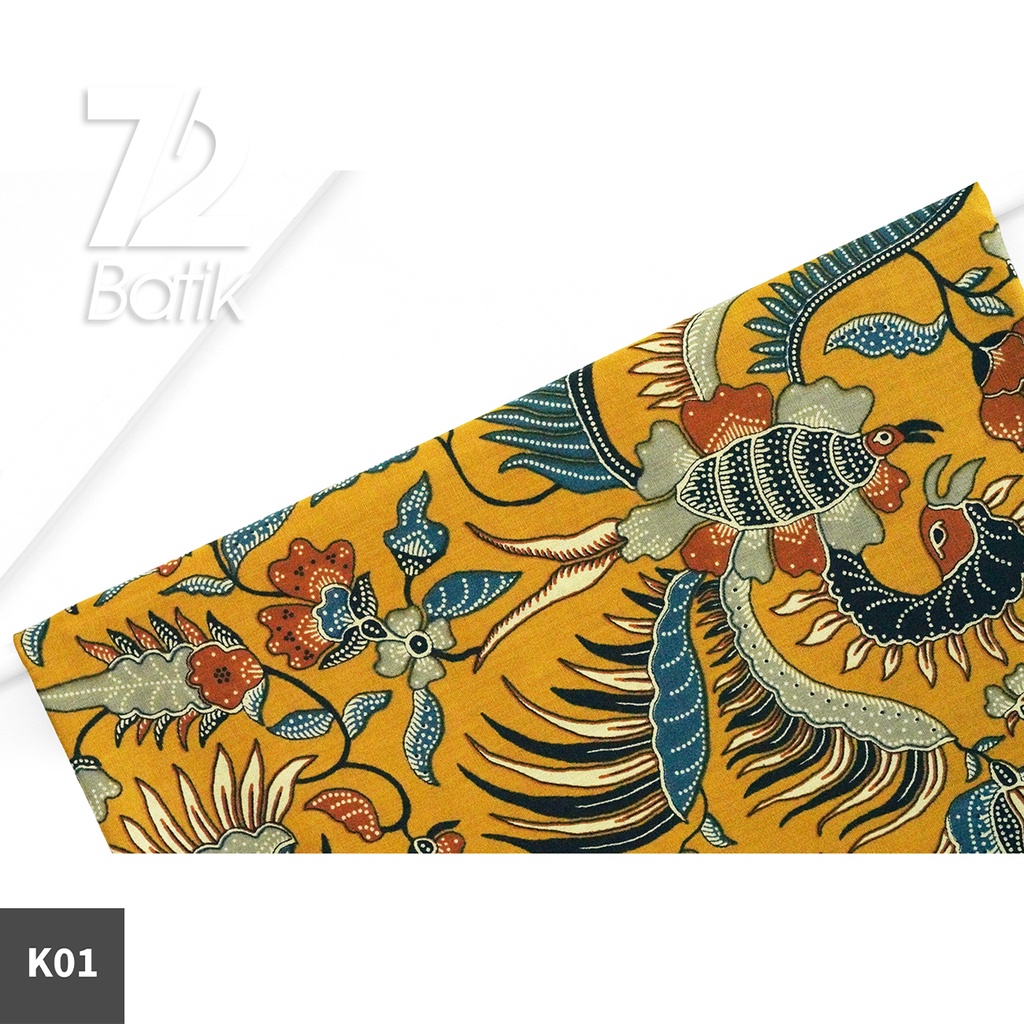 KAIN BATIK PREMIUM Bahan Katun Motif Burung Duri Kuning 722769 Cap 72 Jarik Jarit Samping Kebat Panjang Batik Katun Modern Premium Bahan Seragam Batik Pernikahan Kantor Keluarga Murah Kamen Jadi Batik Bali Lembaran