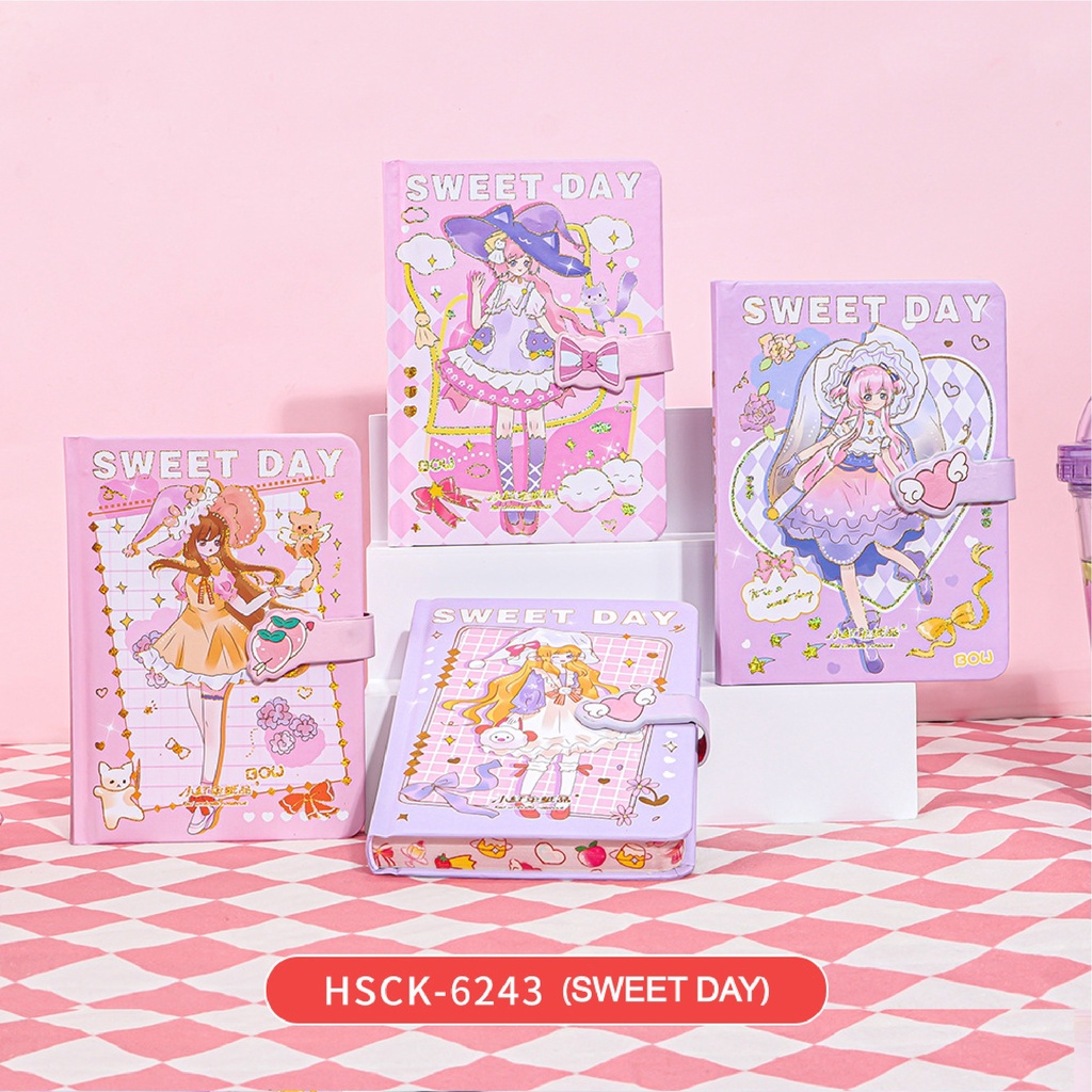 MSY Book Diary 128 lembar/132lembar Motif Kartun Lucu/Motif Aesthetic Anime/Notebook Agenda/Diary Portable Unik