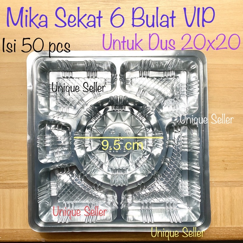 [50 pcs] Mika Sekat 6 Bulat VIP uk 18 20 untuk Dus Nasi 18x18 20x20 isi 50 / Mika Sekat 6 VIP 20B untuk Dus Nasi uk 20