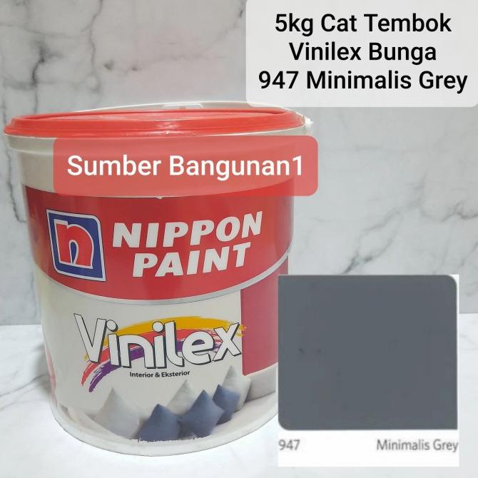 Cat tembok abu tua 947 Minimalis grey 5kg nippon paint vinilex bunga