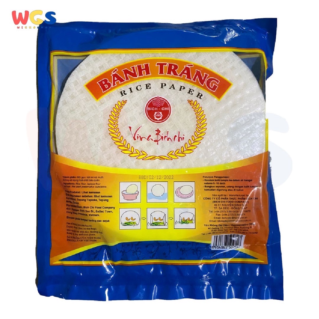 Banh Trang High Quality Rice Paper Vina Bich Chi 22cm 50 Sheets 400g - Halal