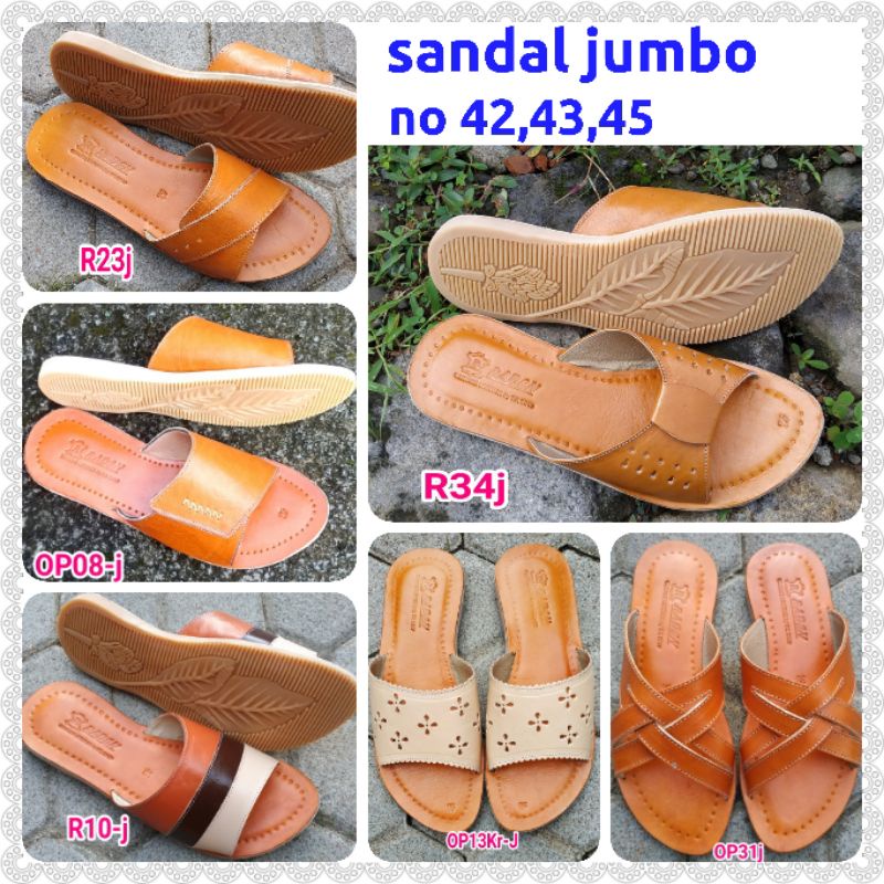 Raden SANDAL KULIT WANITA JUMBO MODEL SELOP - sandal kulit magetan
