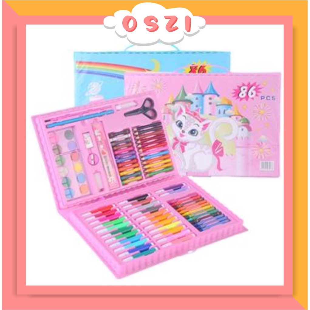 

❄ OSZI ❄ Colouring Set 86 pcs Pensil Warna Crayon set Stationary Kado anak S056