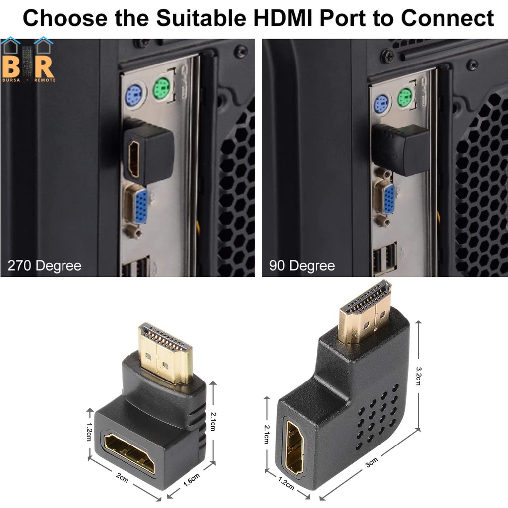 HDMI Slim L Shape Converter Male to Female Adaptor Siku 270 Derajat Vertikal Flat Adaptor