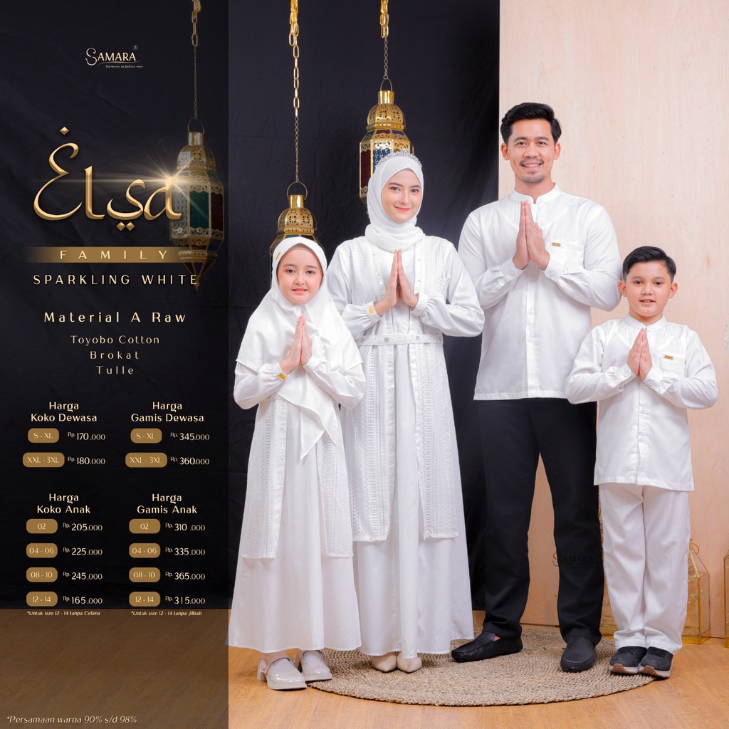 Sarimbit Muslim Couple Keluarga Terbaru 2023 Elsa White / Putih