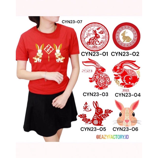 Kaos Keluarga Set Family / Anak Laki-Laki Perempuan Imlek 2023 Rabbit Year / Tahun Kelinci