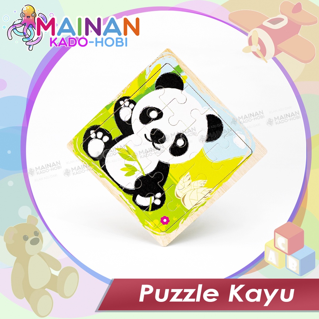 MAINAN PUZZLE KAYU 1-5 TAHUN GAMBAR BINATANG HEWAN PANDA