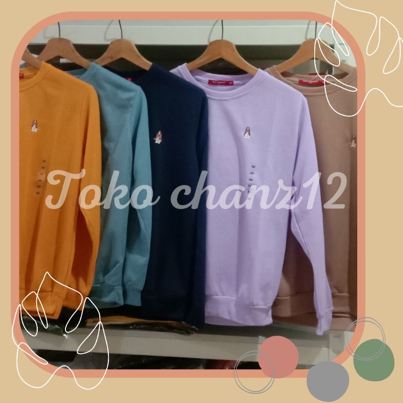 SWEATER HUSH PUPPIES WANITA PEREMPUAN CEWEK WAFFLE CREW NECK