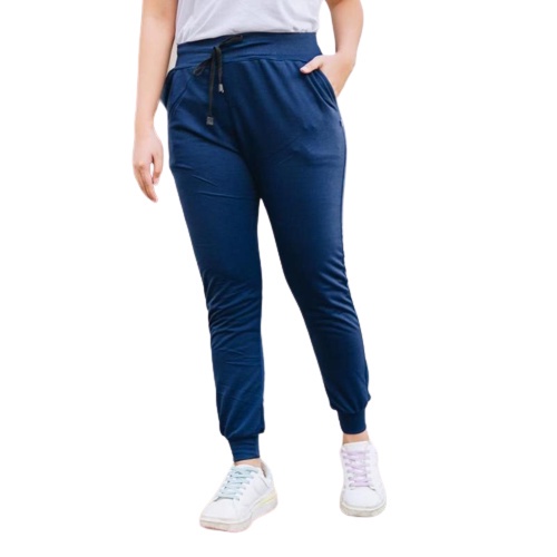 VICTORYALL- Celana Joger Polos Panjang Sweatpants Lutut Lentur Abu Tua Accademy Sport Training