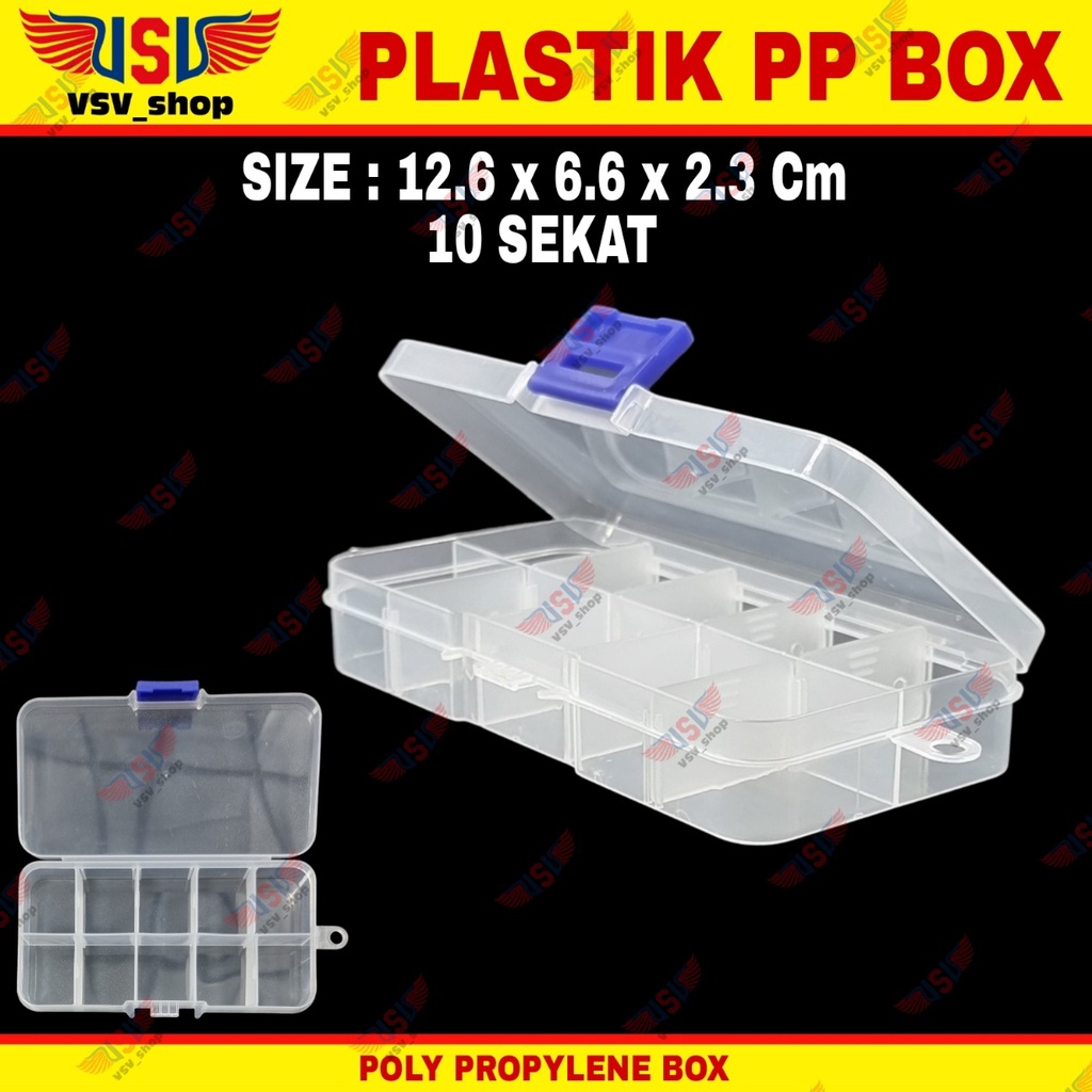 Kotak Plastik 10 Sekat Penyimpanan Box Plastik PP Case Plastic Storage Box QC10