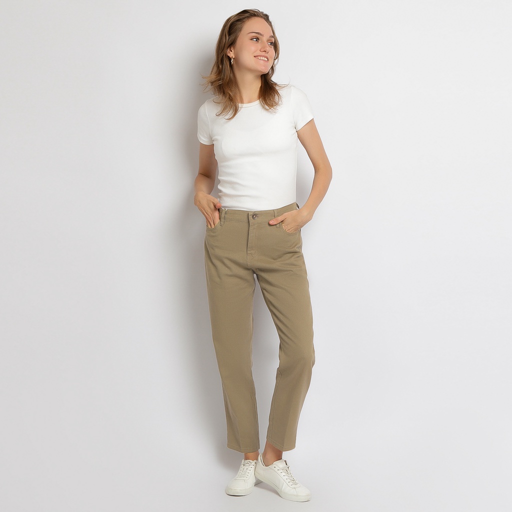 C2 Taviza Khaki Jeans Boyfriend Wanita