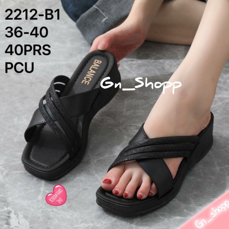 Sandal Wanita WEDGES 4,5CM Terlaris Tali Platform Balance 2212-B1