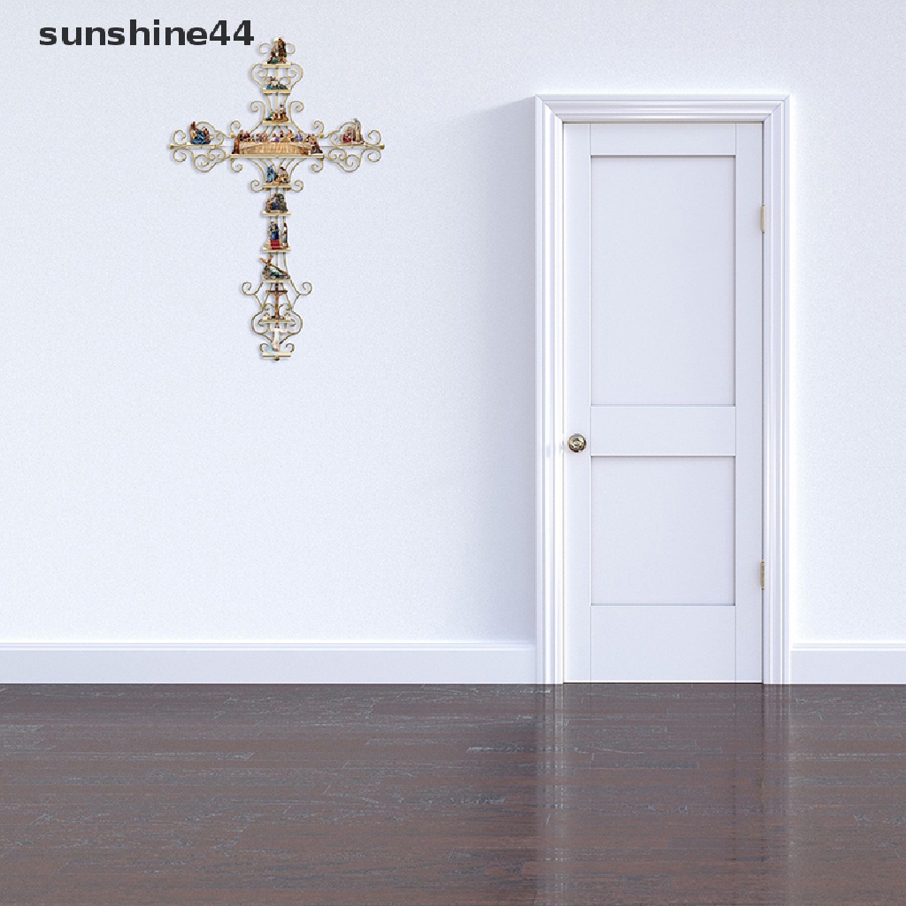 Stiker Salib Pajangan Sunshine The Life of Christ Wall Decal Aksesori Kitab Suci.