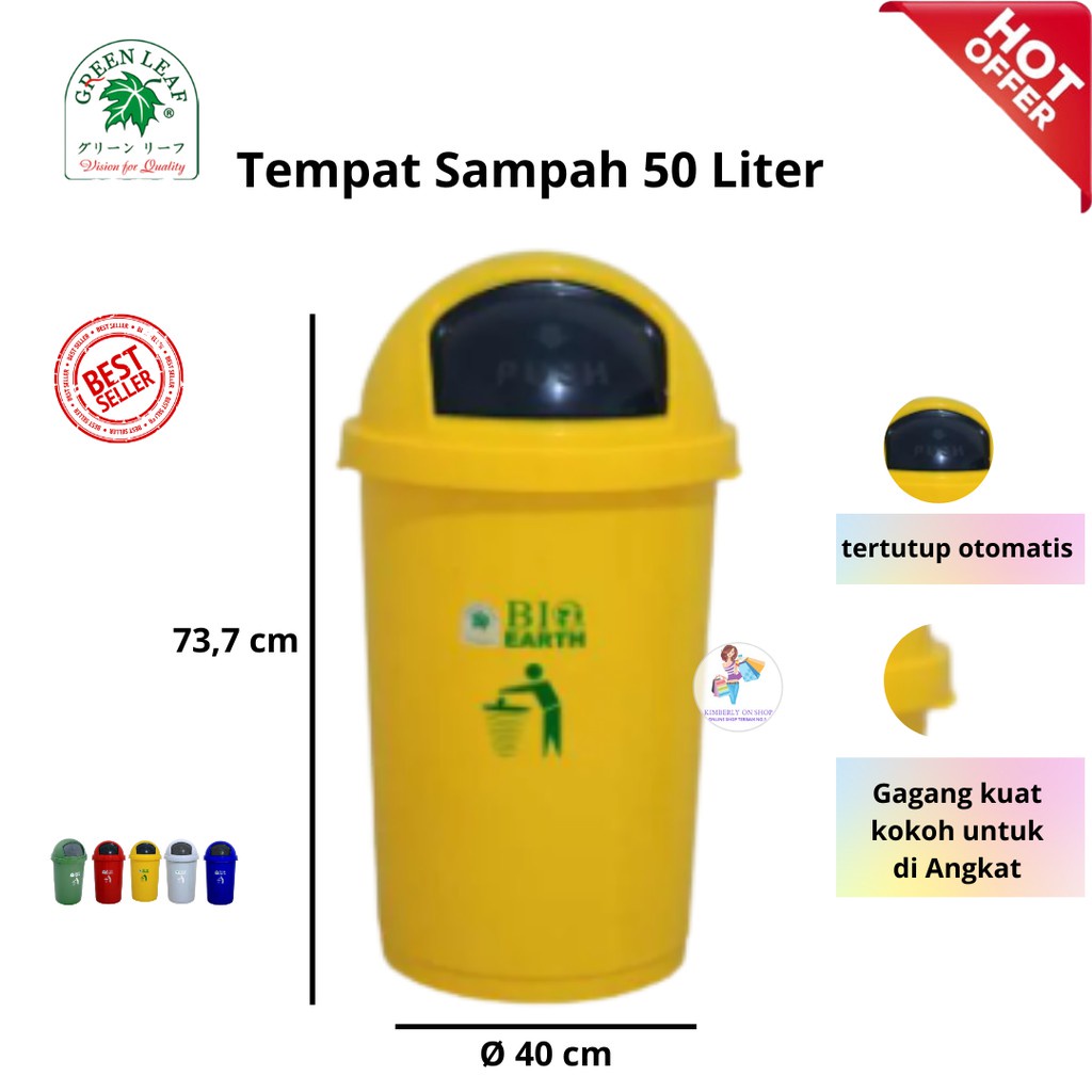 Tempat Tong sampah bulat BIO 50 liter green leaf 2150