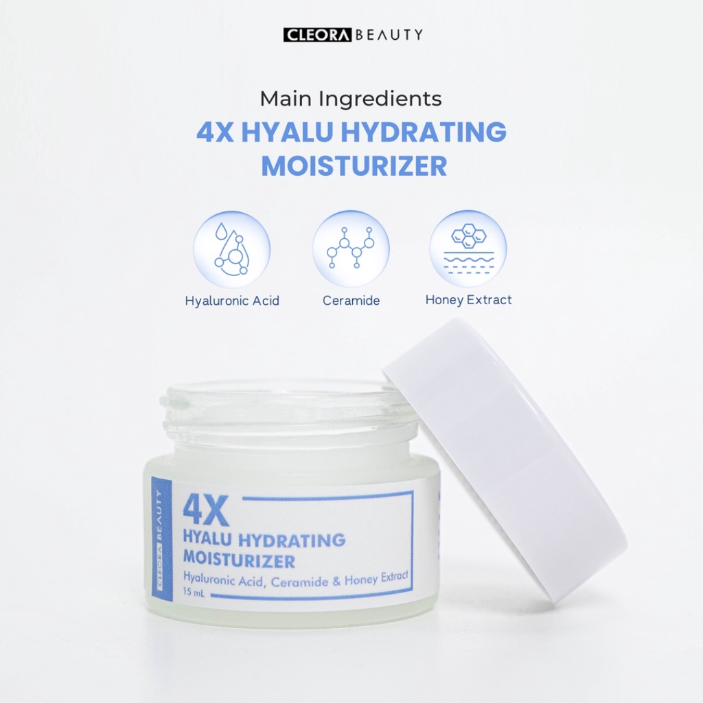 [ Agen Resmi ] Cleora 4X Hyalu Hydrating Moisturizer - Cloera Pelembab Wajah Memperbaiki Skin Barrier dan Primer Menghidrasi Kulit Wajah