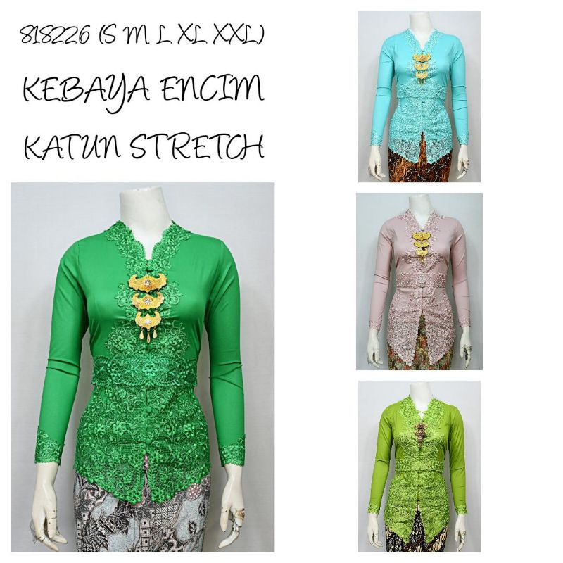 Jual Indah Kebaya Encim Modern Lengan Panjang Bordir Senasa Katun Stretch Kebaya Wisuda Kebaya