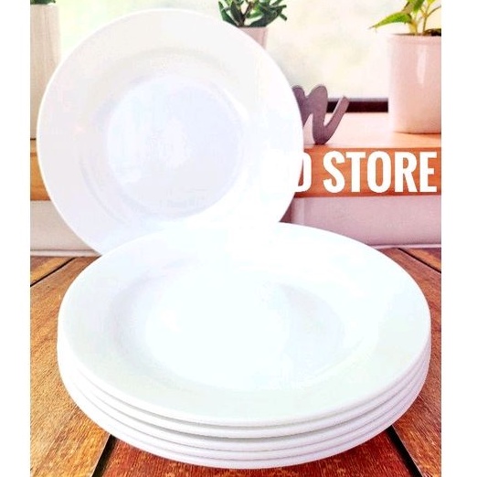 promo 6.pcs piring makan cekung polos semie melamine mika