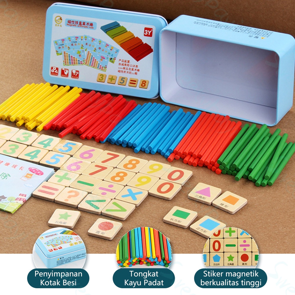 SweetyBayi Mainan edukasi puzzle magnet belajar berhitung Intelligence stick Mainan edukasi menghitung matematika