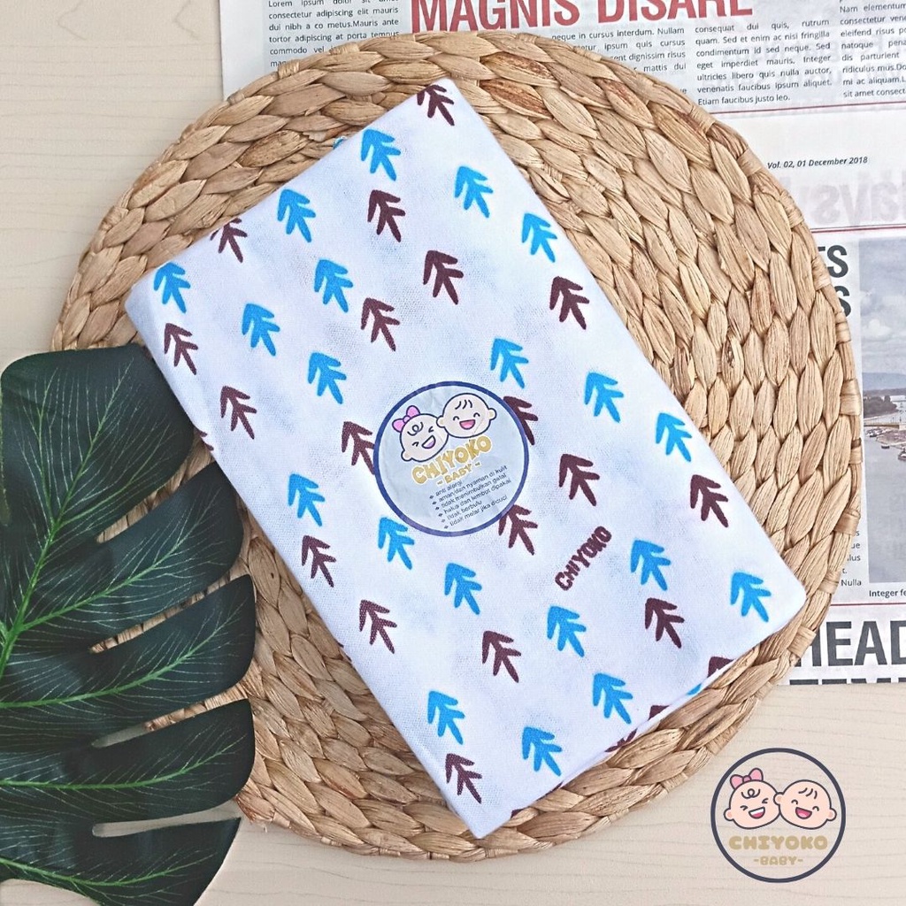 3 Pcs Bedong Bayi Baru Lahir Bahan Kaos 110 x 90 Serian BIRU Chiyoko Baby