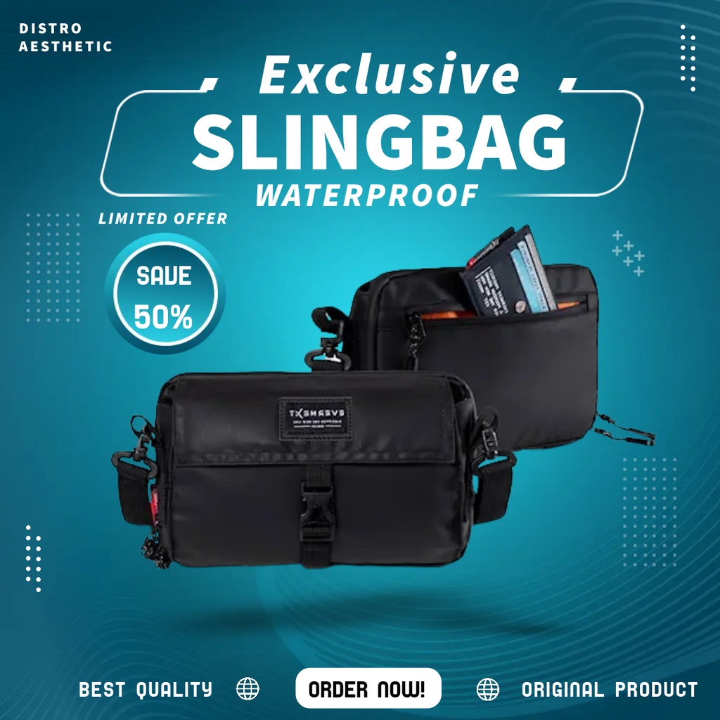 TAS SLINGBAG SLING BAG SLEMPANG LEMPANG MINI PRIA DISTRO ORIGINAL WATERPROOF TAS SAMPING AUTHENTIC S