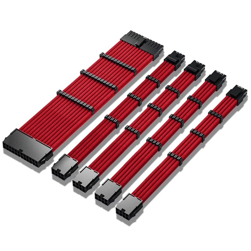 Kit Kabel Power Ekstensi PSU btsg 18AWG Lengan 1xATX 24Pin 2xCPU 8Pin 2xPCIE 8Pin
