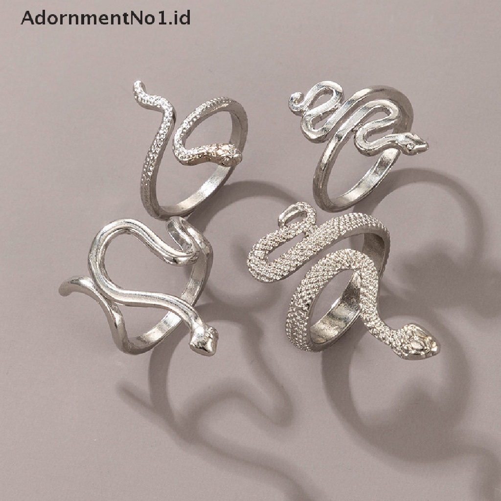 [AdornmentNo1] 4pcs Set Cincin Ular Untuk Wanita Anillo Bagues Perhiasan Gadis Remaja Accesories Hadiah [ID]