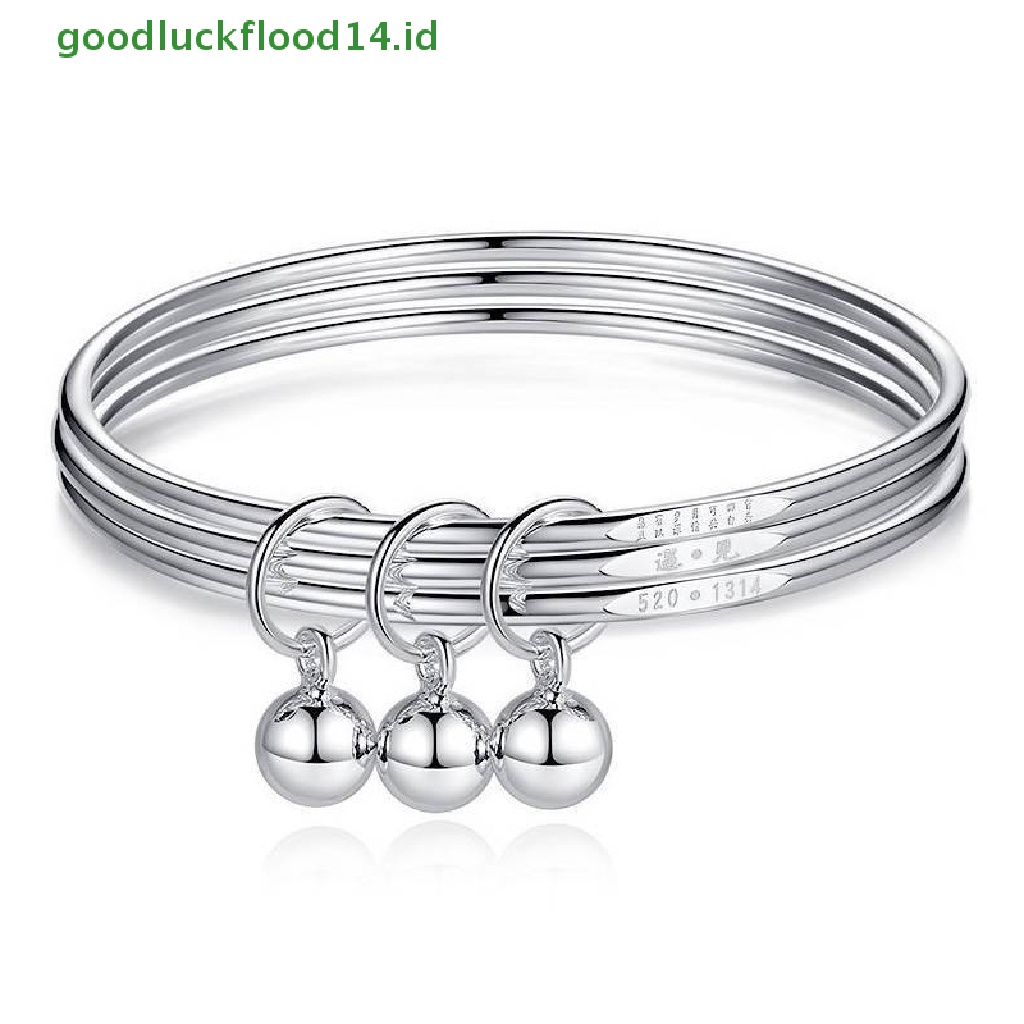 [GOOGFOUR] Gelang Bangle Liontin Fashion Adjustable Lapis Silver Warna Silver Untuk Wanita [Atasan]