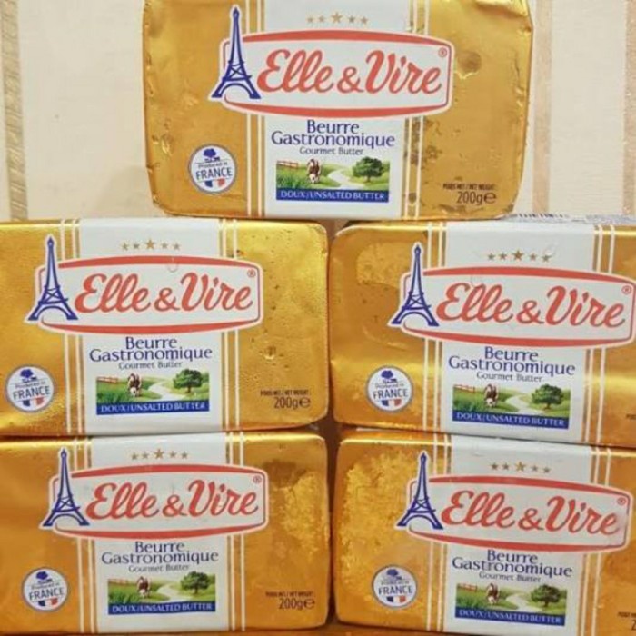 

Butter Unsalted 200 Gr / 200Gr Elle & Vire Mentega Tawar