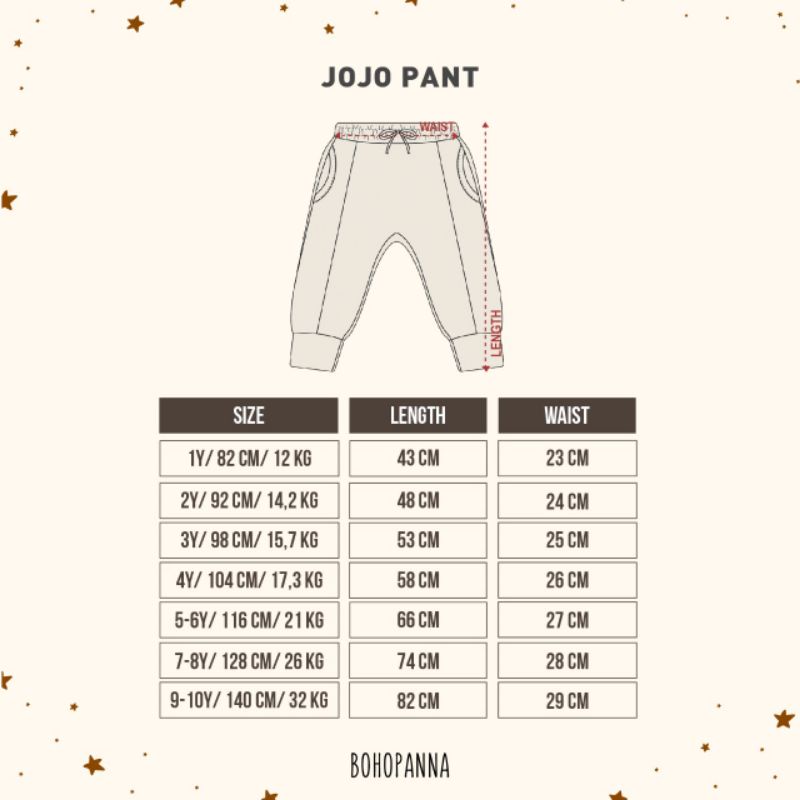 Jojo Pant Bohopanna B31 / Celana Panjang Anak Jogger / Celana Panjang Anak Polos / Celana Panjang Anak Katun Bohopanna