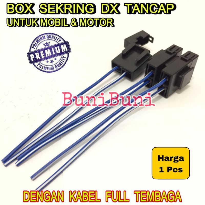 FUSE BOX / Rumah Sekring Sikring DX Tancap BESAR Untuk Mobil Motor Dengan Kabel Termbaga (FBDX2)