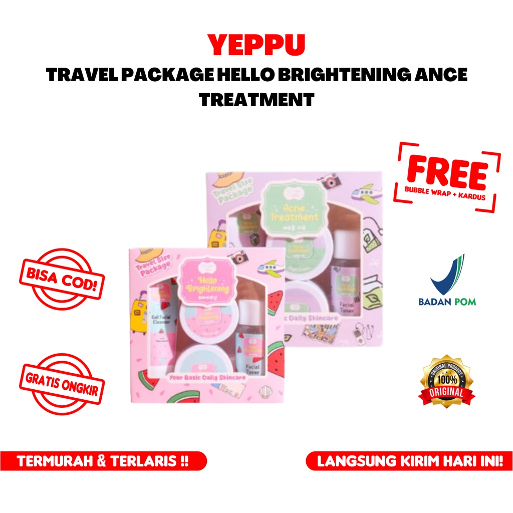 Yeppu Yeppu Travel Size Package Hello Brightening Acne Treatment Paket By Kiyowo Skincare BPOM Origi