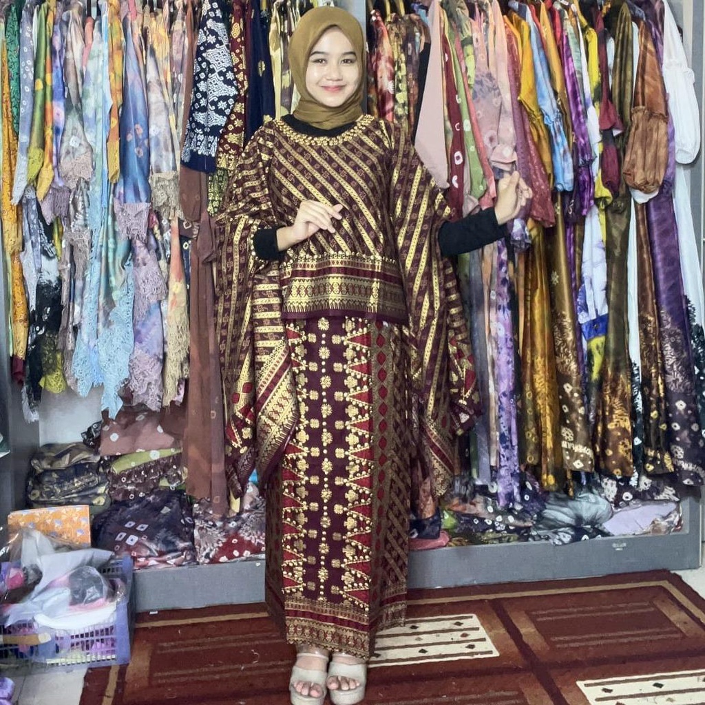 SET COUPLE SONGKET NEW SETROK + KEMEJA HANDMADE JUMPUTAN BATIK ASLI PALEMBANG