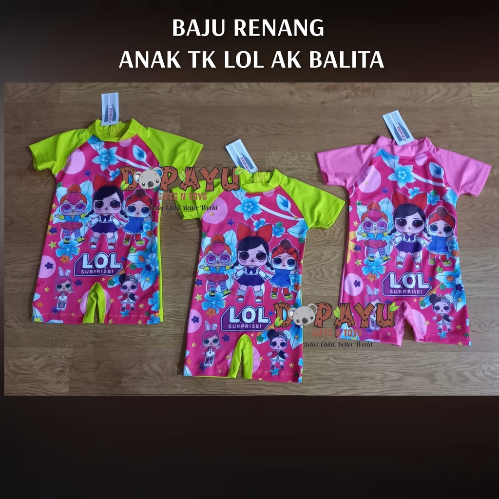 BAJU RENANG ANAK TERUSAN model LOL AK ukuran anak PLAYGROUPS TK BALITA