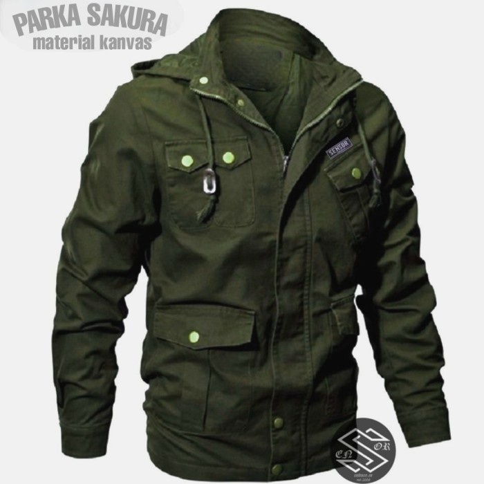 jaket pria jaket parka pria terbaru korea dewasa army brown hitam navy sakura top(F1Y3) Best Seller 