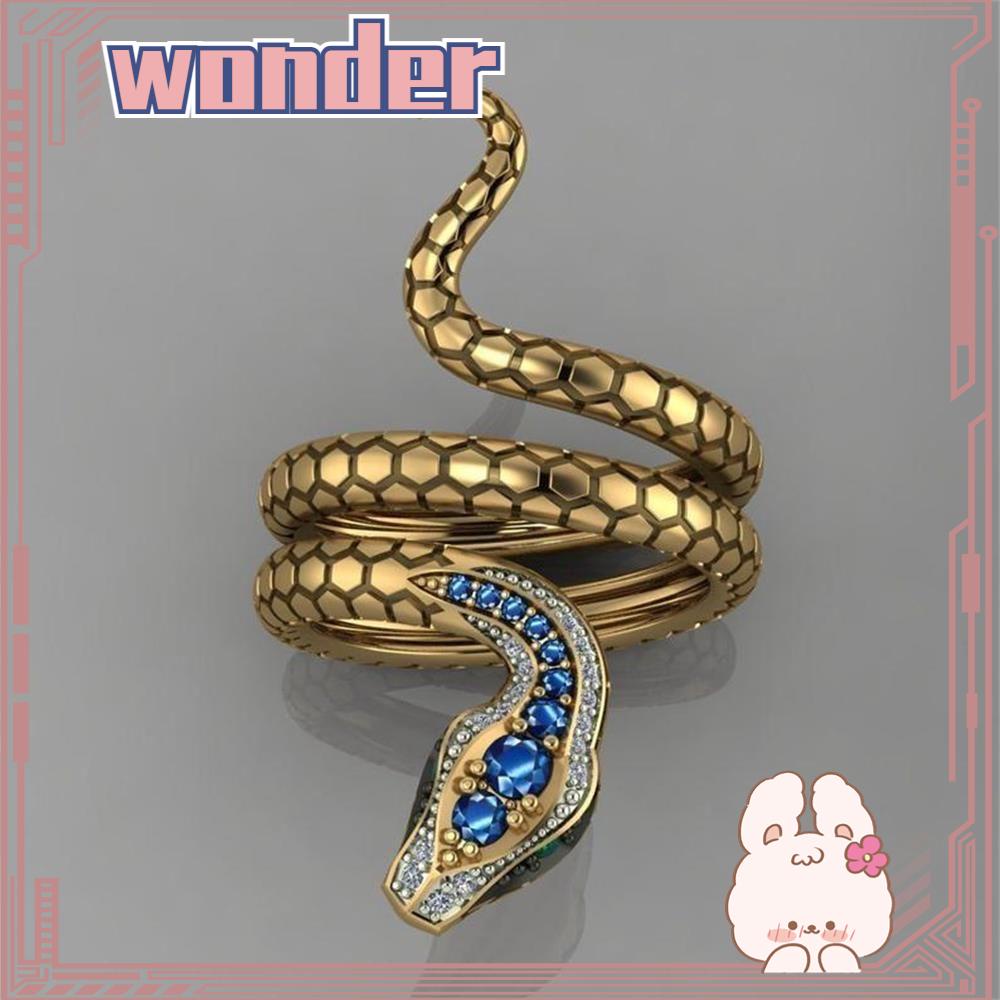 Wonder Snake Rings Jari Cincin Keren Pria Kuningan Hip Hop Perhiasan Vintage