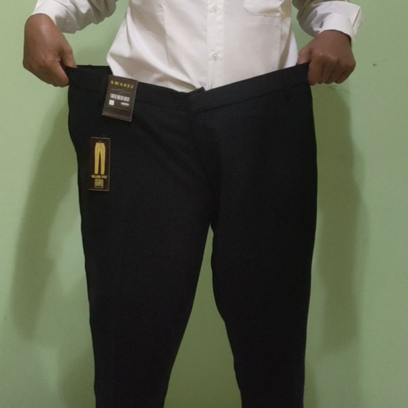 Clana Panjang Pria Celana Oversize Bahan Dasar Kain Wol Bawahan Laki laki Big Size Formal Kerja Kantor Ukuran Jumbo Besar 38 39 40 41 42 43 44 Warna Hitam Biru Abu abu Coklat Harga Murah Grosir