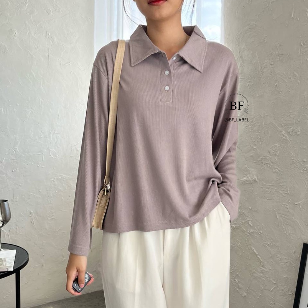 Florance Top 315 | Kaos Polo Knit | Long Sleeve Shirt | Kaos Polos Wanita by@bf_label