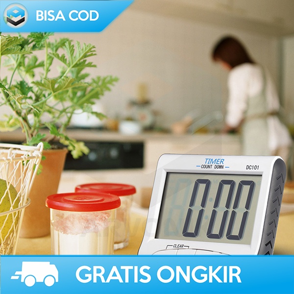 DIGITAL KITCHEN TIMER ALARM DAPUR LCD BESAR COOKING TIMER WITH STAND