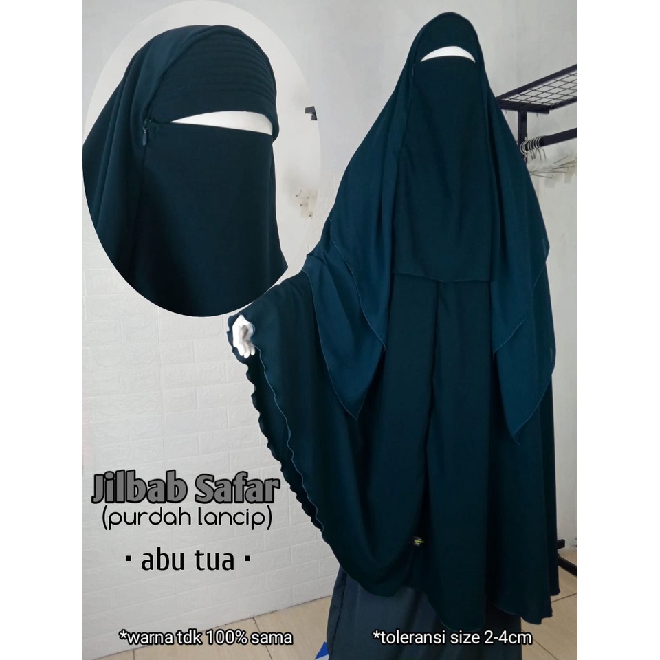 Jilbab Safar Purdah Lancip PREMIUM jetblack & new fortaleza