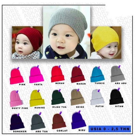 Topi Kupluk Rajut Polos / topi bayi rajut polos / kupluk bayi bisa 0-3 tahun