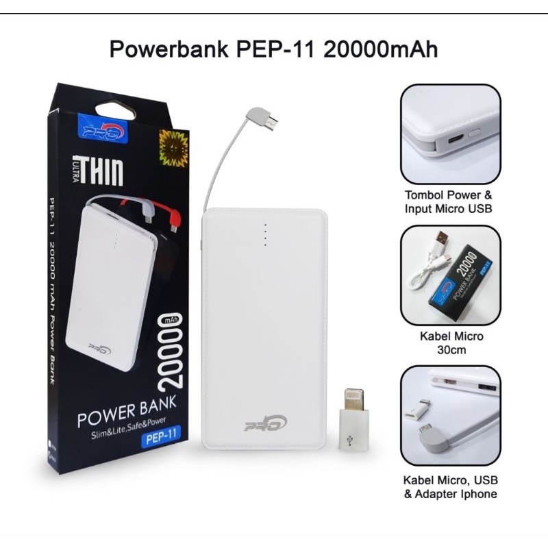 20000mAh Pro Charger Power Bank PB Powerbank Slim LED PEP-11 20000mAh