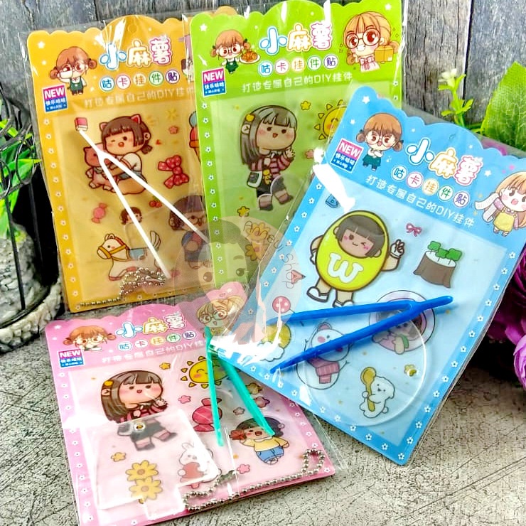 Set DIY Acrylic Keychain Sticker Kit Set Gantungan Kunci for Girls Kids Mainan Kreatifitas Anak Kerajinan Tangan Mainan Edukasi Craft Keterampilan