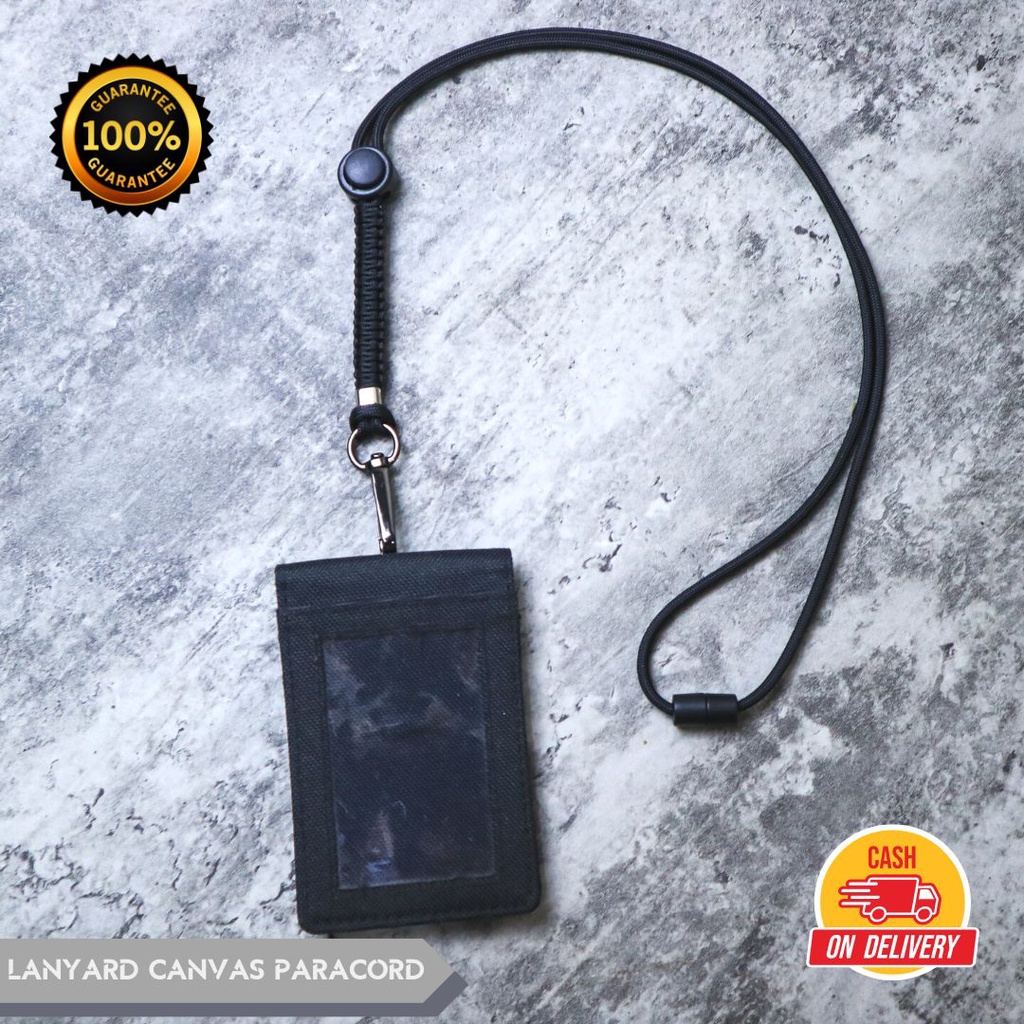 Lanyard ID Card Holder Canvas Gantungan Nama Kalung Name Tag Tali Paracord Multifungsi Simple Classy Elegan Kantor Premium