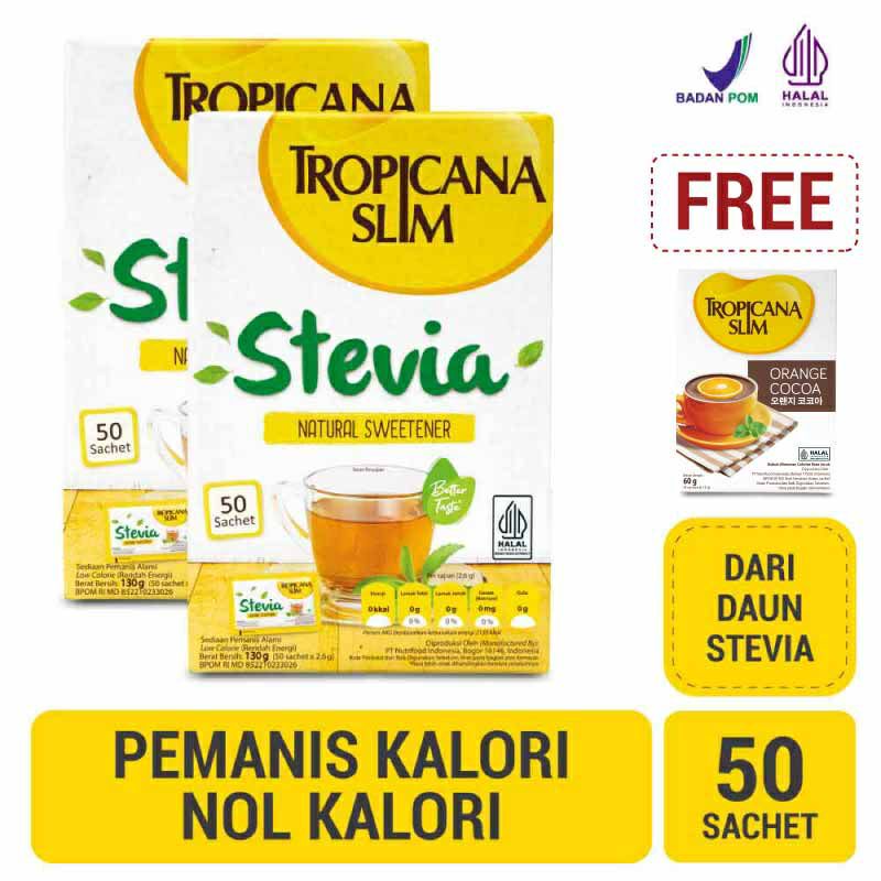

Geratis Orange Cocoa - Twinpack Tropicana Slim Sweetener Stevia 50 Sachet