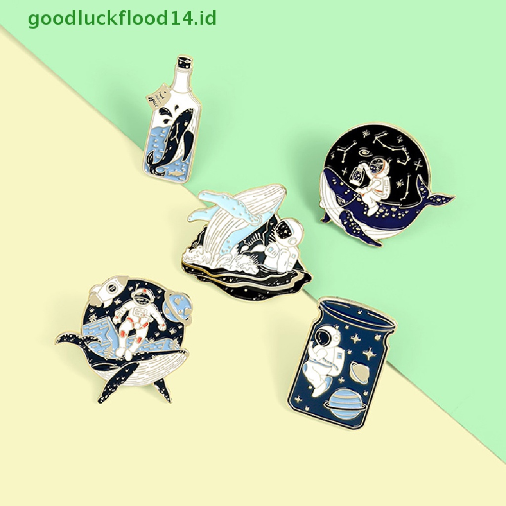 [GOOGFOUR] 5 Pcs Astronot Whale Enamel Pin Drift Wishing Bottle Bros Badge Perhiasan Hadiah [TOP]