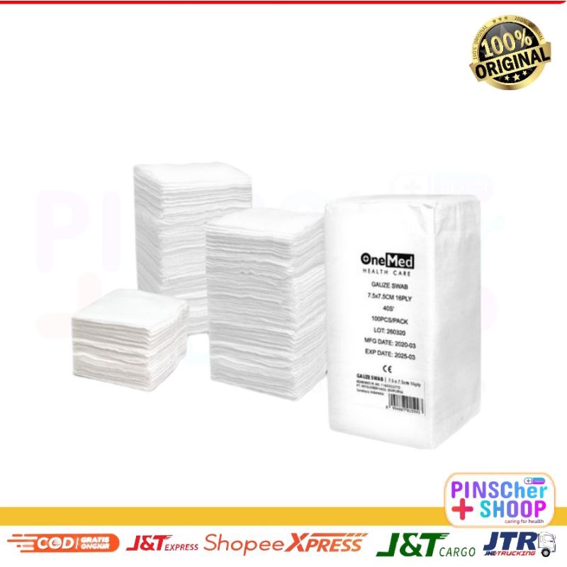 Kasa Lipat Gauze Swabs 7,5x7,5cm 16ply OneMed Pak isi 100 Pcs