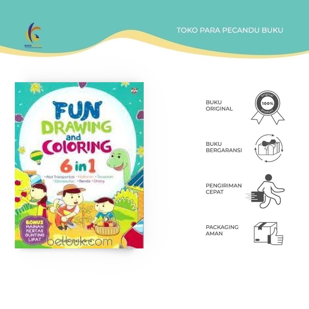 

[ PROMO ] BUKU ANAK - Fun Drawing And Coloring 6 in 1 - Buku Kaluku