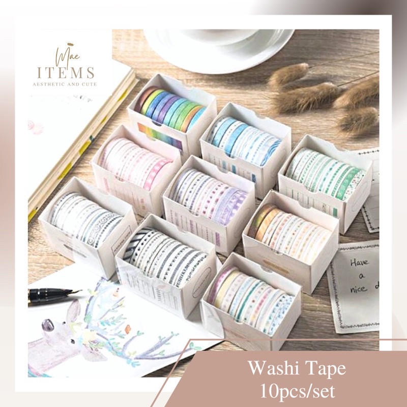 

Washi tape 10 pcs/set / 10 Rolls Simple Abstract Washi Tape Deco Masking Tape Selotip Jurnal DIY Scrapbook