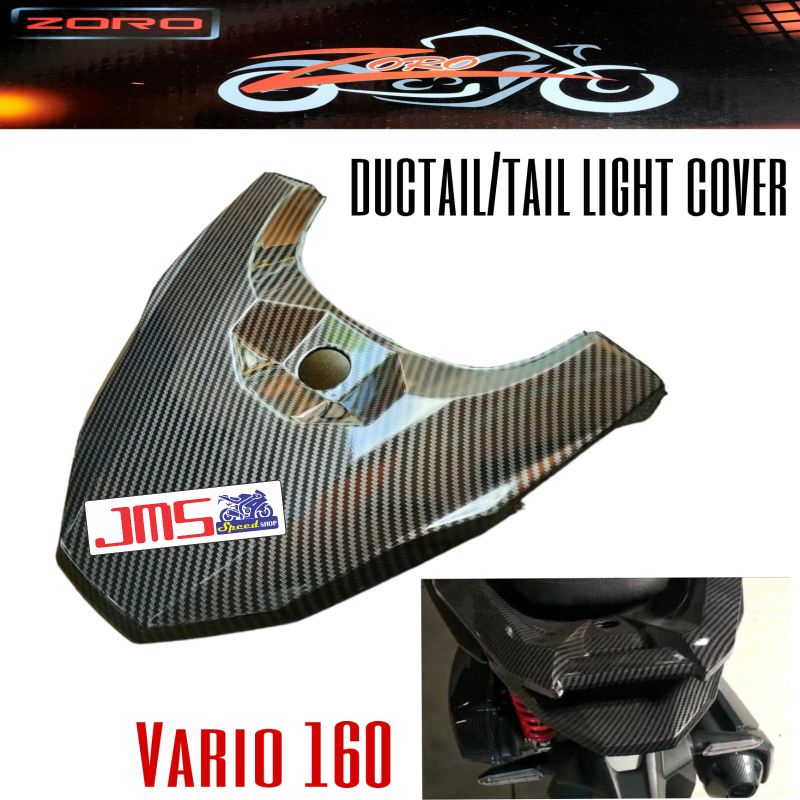 cover tutup dasi depan plus ducktail carbon diatas lampu stop belakang carbon vario 160 cbs dan abs zoro pnp